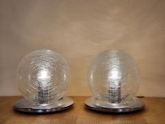 Mazzega Murano Pair Of Vintage Glass Murano Sphere Lamps 1970s - 3029605