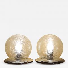  Mazzega Murano Pair Of Vintage Glass Murano Sphere Lamps 1970s - 3034192
