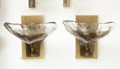  Mazzega Murano Pair of Clear and Tobacco Sconces by Mazzega - 2722247