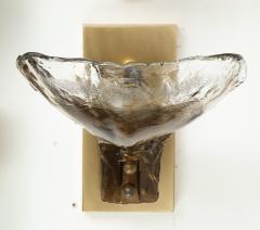  Mazzega Murano Pair of Clear and Tobacco Sconces by Mazzega - 2722249