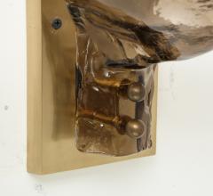  Mazzega Murano Pair of Clear and Tobacco Sconces by Mazzega - 2722253