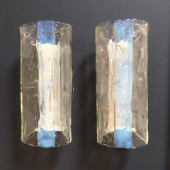  Mazzega Murano Pair of Iridiscent and Clear Paneled Murano Sconces by Mazzega Italy 1960s - 642534