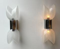  Mazzega Murano Pair of Metal Sconces Murano Glass by Aldo Nason for Mazzega Italy 1970s - 3985273