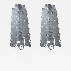  Mazzega Murano Pair of Murano Glass Mid Century Modern Chain Link Chandeliers - 3671785
