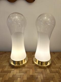  Mazzega Murano Pair of Murano Glass and Brass Lamps by Mazzega Italy 1970s - 3914739