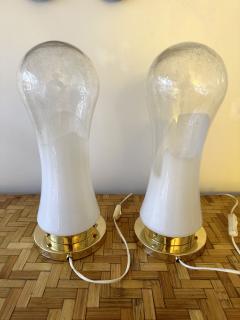  Mazzega Murano Pair of Murano Glass and Brass Lamps by Mazzega Italy 1970s - 3914745