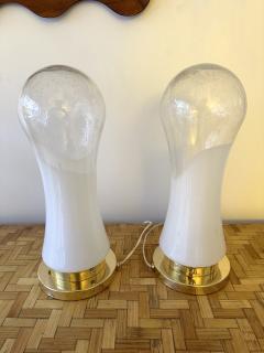  Mazzega Murano Pair of Murano Glass and Brass Lamps by Mazzega Italy 1970s - 3914747