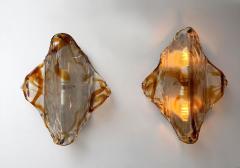  Mazzega Murano Pair of Sconces Amber Murano Glass by Mazzega Italy 1970s - 4662715