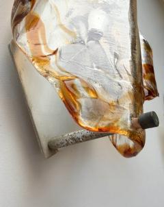  Mazzega Murano Pair of Sconces Amber Murano Glass by Mazzega Italy 1970s - 4662721