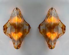 Mazzega Murano Pair of Sconces Amber Murano Glass by Mazzega Italy 1970s - 4662726