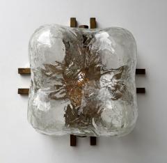  Mazzega Murano Pair of Sconces Blumpy Ice Murano Glass and Brass by Mazzega Italy 1970s - 4477372