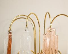  Mazzega Murano Pair of Vintage Murano Hanging Glass Wall Lights in Amber and Ice Frost - 2353789