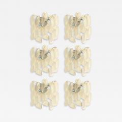  Mazzega Murano Set of 6 Transparent Ricci Murano Glass Wall Sconces in Mazzega Style - 4603143