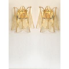  Mazzega Murano Set of Two Amber Rondini Murano Glass Gold Wall Sconce in Mazzega Style - 4460564