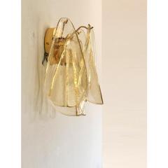  Mazzega Murano Set of Two Amber Rondini Murano Glass Gold Wall Sconce in Mazzega Style - 4460565
