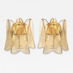  Mazzega Murano Set of Two Amber Rondini Murano Glass Gold Wall Sconce in Mazzega Style - 4460861