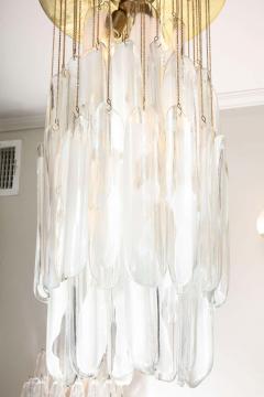  Mazzega Murano Vintage Mazzega Clear and White Oblong Leaf Glass Chandelier - 2416237