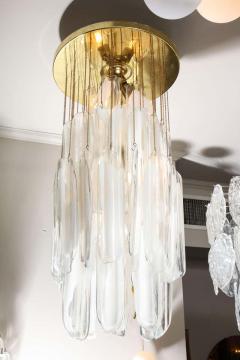  Mazzega Murano Vintage Mazzega Clear and White Oblong Leaf Glass Chandelier - 2416238