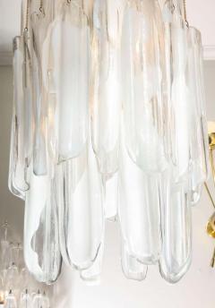  Mazzega Murano Vintage Mazzega Clear and White Oblong Leaf Glass Chandelier - 2416240