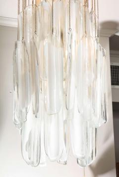  Mazzega Murano Vintage Mazzega Clear and White Oblong Leaf Glass Chandelier - 2416242