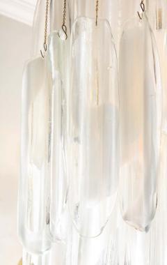  Mazzega Murano Vintage Mazzega Clear and White Oblong Leaf Glass Chandelier - 2416261