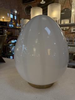 Mazzega Murano Vintage Mazzega Murano Glass Ovoid Table Lamp White Striped Art Glass - 4570973