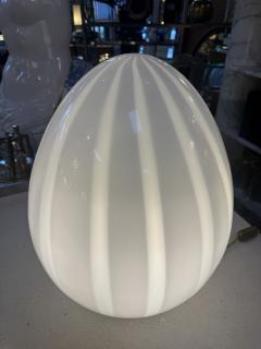  Mazzega Murano Vintage Mazzega Murano Glass Ovoid Table Lamp White Striped Art Glass - 4570974