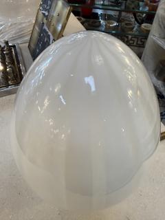  Mazzega Murano Vintage Mazzega Murano Glass Ovoid Table Lamp White Striped Art Glass - 4570975