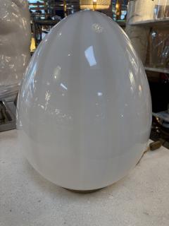  Mazzega Murano Vintage Mazzega Murano Glass Ovoid Table Lamp White Striped Art Glass - 4570976