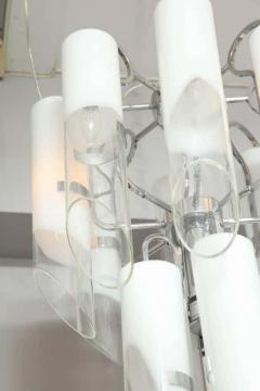  Mazzega Murano Vintage White Mazzega Tubular Glass Chandelier - 3138586