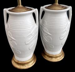  McCoy Pottery Pair of Art Deco McCoy Pottery Double Handled Sand Dollar Vases now Lamps - 2811240