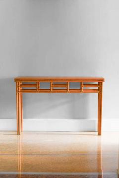  McGuire Furniture 1970 McGuire Bamboo console 1970 with leather bindings and wooden top - 3372926
