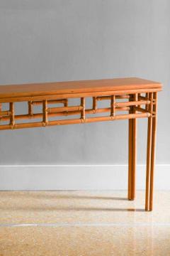  McGuire Furniture 1970 McGuire Bamboo console 1970 with leather bindings and wooden top - 3372928