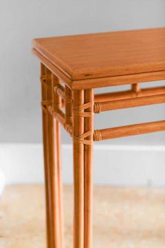  McGuire Furniture 1970 McGuire Bamboo console 1970 with leather bindings and wooden top - 3372930