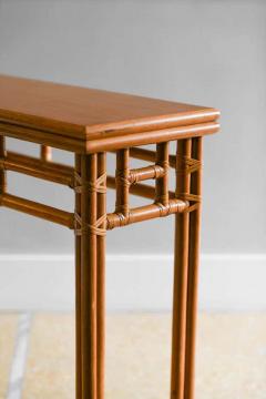  McGuire Furniture 1970 McGuire Bamboo console 1970 with leather bindings and wooden top - 3372933