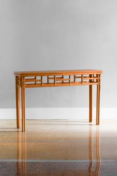  McGuire Furniture 1970 McGuire Bamboo console 1970 with leather bindings and wooden top - 3374521
