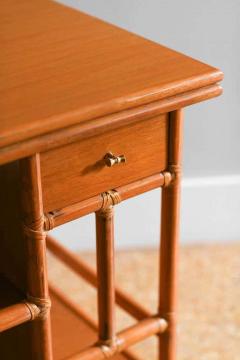  McGuire Furniture 1970s McGuire Cart Server Buffet in rattan with extendable wooden top and wheels - 3372938