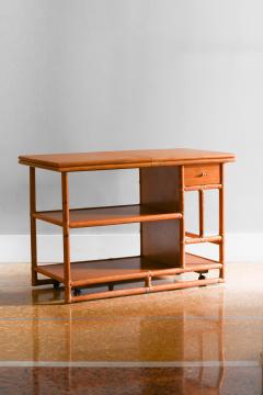  McGuire Furniture 1970s McGuire Cart Server Buffet in rattan with extendable wooden top and wheels - 3381988