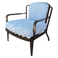  McGuire Furniture John and Elinor McGuire Indoor Outdoor Club Chair in Blue Cheetah Perennial Fabric 1 of 2 - 4059479