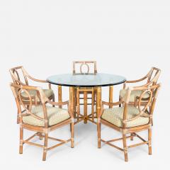  McGuire Furniture John and Elinor McGuire Leather Bound Cerused Rattan Dining Chairs and Table McGuire - 4470049