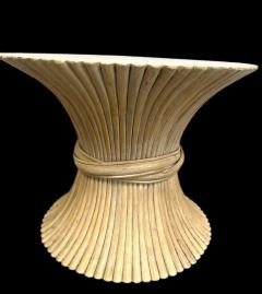 McGuire Furniture John and Elinor McGuire MID CENTURY PAIR OF SHEAF OF WHEAT RATTAN SIDE TABLES BY MCGUIRE FURNITURE - 4477000