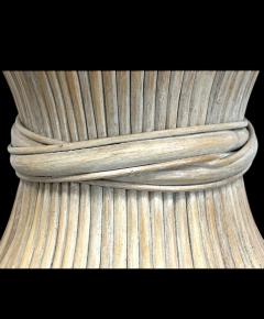  McGuire Furniture John and Elinor McGuire MID CENTURY PAIR OF SHEAF OF WHEAT RATTAN SIDE TABLES BY MCGUIRE FURNITURE - 4477003