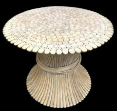  McGuire Furniture John and Elinor McGuire MID CENTURY PAIR OF SHEAF OF WHEAT RATTAN SIDE TABLES BY MCGUIRE FURNITURE - 4477938
