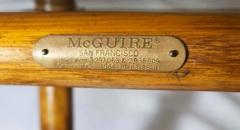  McGuire Furniture John and Elinor McGuire McGuire Bamboo Coffee Table Leather Straps Brass and Grey Glass Round Top - 4211252