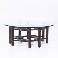  McGuire Furniture John and Elinor McGuire McGuire Mid Century Rattan and Brass Coffee Table - 4217847