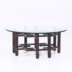  McGuire Furniture John and Elinor McGuire McGuire Mid Century Rattan and Brass Coffee Table - 4217848