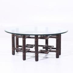  McGuire Furniture John and Elinor McGuire McGuire Mid Century Rattan and Brass Coffee Table - 4217852