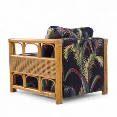  McGuire Furniture John and Elinor McGuire McGuire Style Mid Century Rattan Club Lounge Chairs Pair - 4299800
