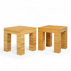  McGuire Furniture John and Elinor McGuire McGuire Style Mid Century Rattan Side Tables Pair - 4302482