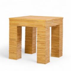  McGuire Furniture John and Elinor McGuire McGuire Style Mid Century Rattan Side Tables Pair - 4302486